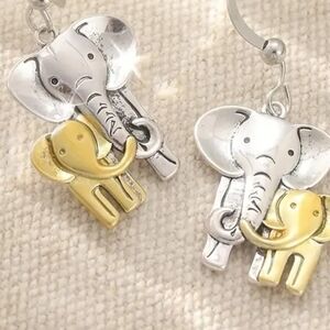 Silver and Gold Elephant Earrings